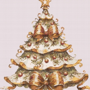 Patrón de Punto de Cruz Digital árbol de navidad